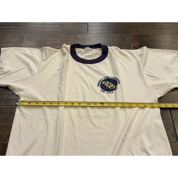 Vtg Collegiate Pacific 1974 NCAA Swimming Diving Long Beach Ringer Tee XL USA - Picture 9 of 11